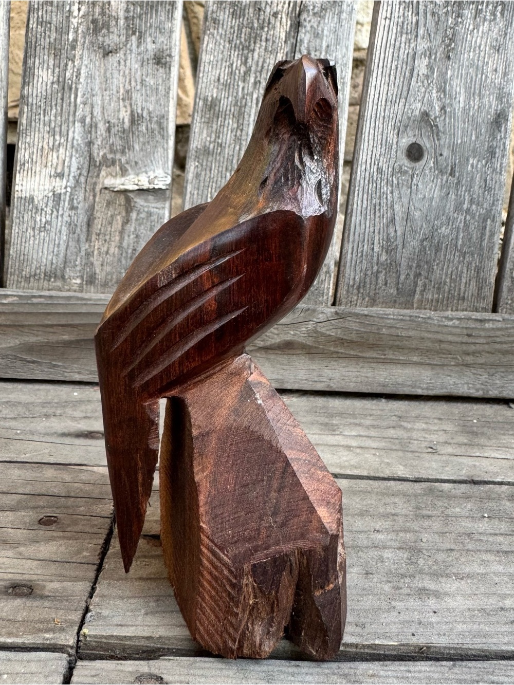 Hand Carved Wooden Eagle Statue Rustic Cabin Lodge Decor